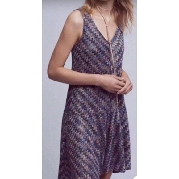 Anthropologie Maeve Westwater Knit Chevron Drop Waist Dress Size Small.‎ Boho - Picture 1 of 11